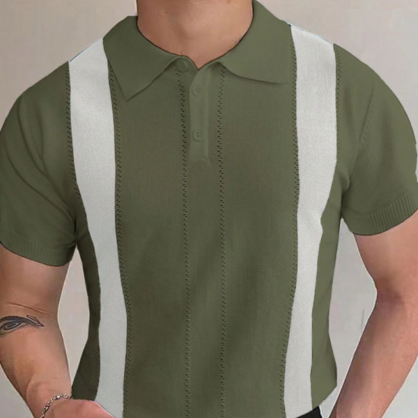 Men Printed Polo Neck Cotton Blend Green T-Shirt