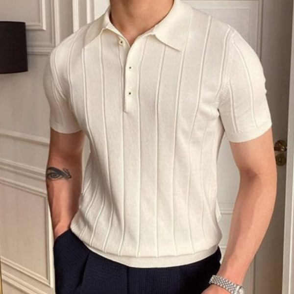 Men Solid Polo Neck Polycotton White T-Shirt