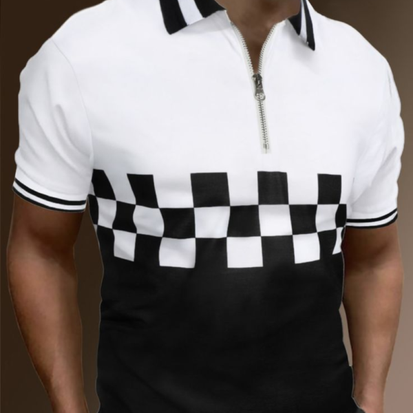 Men Printed Polo Neck Cotton Blend Light Blue T-Shirt