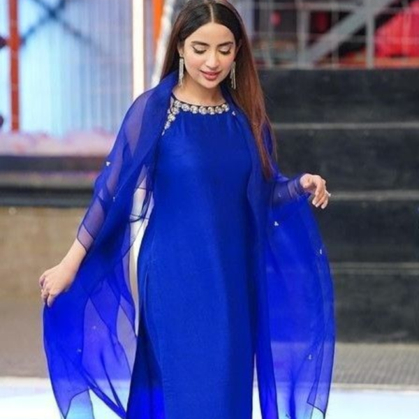 Women's blue  Floral Embroidered Georgette Suits & Dress Materials