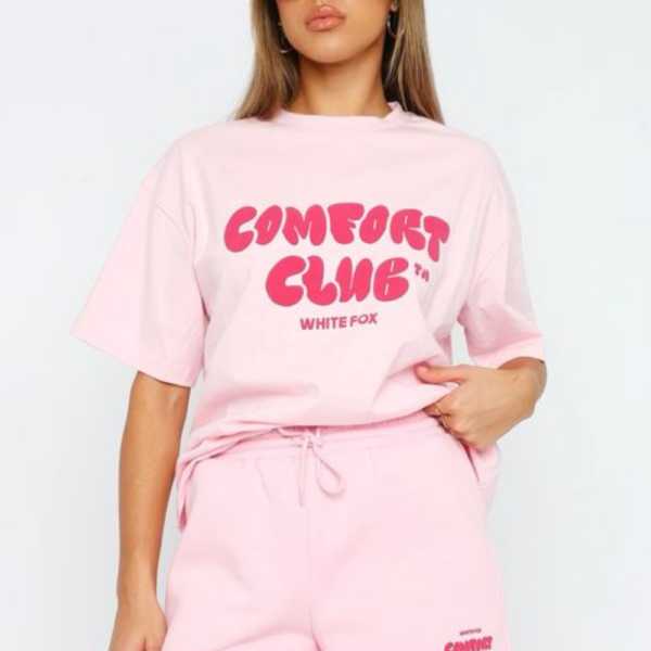 Women Top & Shorts Set Pink Printed
