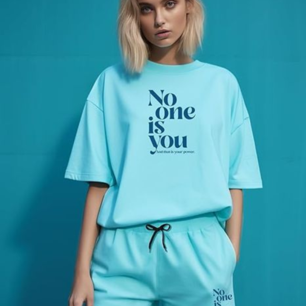 Women Top & Shorts Set Blue Printed